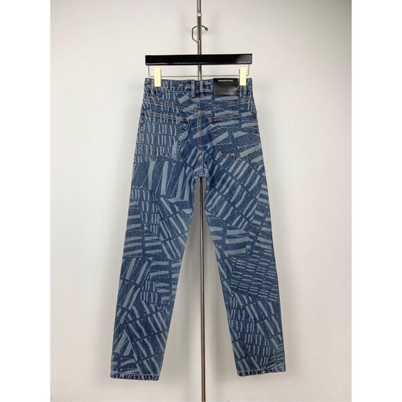 Alexander Wang Blue Full Print Cotton Jeans Casual Pants Size 27 - Picture 2 of 4